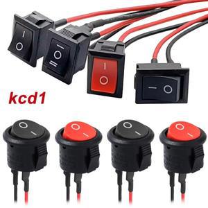 5Pcs KCD1 미니 로커 스위치 6A/250V 10A/125V 전원 ON OFF 자동차 보트 용 와이어 케이블 토글