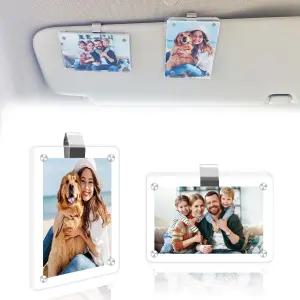 HIIXHC 2Pcs 자동차 사진 홀더 마그네틱 3인치 사진용 카바이저 클립 드라이브 세이프 대디/가족/반려동물