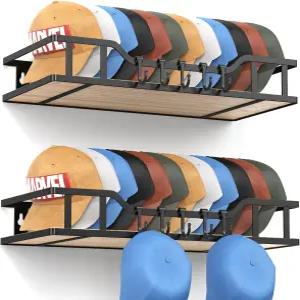 야구 모자를 위한 테니키고 내추럴 우드 모자 랙 피크 캡 벽 정리함 40캡 홀더 튼튼한 벽걸이 스냅백 보관