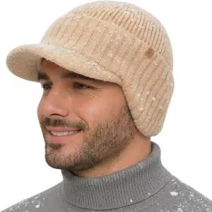 TOP-EX 드라이니트TM 방수 메리노 울 비니 모자 브림 이어 플랩 플리스 안감 스키 캡 추운 날씨와 큰