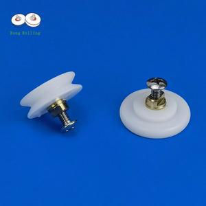 8PCS 샤워 도어 롤러 풀리 나일론 욕실 피팅 화이트 슬라이딩 색상 있는 러너 그루브가