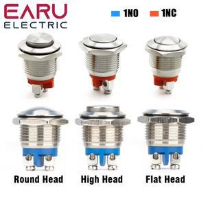 16/19mm 1NO 1NC 플랫 헤드 방수 순간 재설정 메탈 푸시 버튼 스위치 나사 고정 터미널 자동차 엔진 초인종