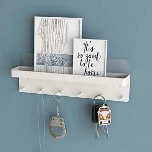 현관 열쇠걸이 화이트 심플 선반 다용도-WD44032