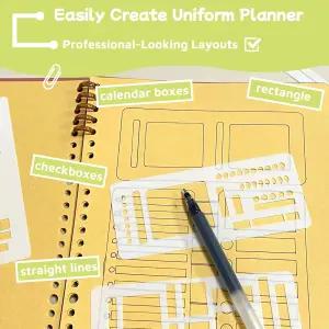 유연한 기록 템플릿 세트 저널 플래너 캘린더 제작 드로잉 라인 DIY 계획을 위한 레이아웃 도구를 9개의