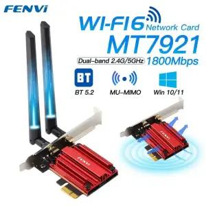 FENVI 와이파이 PCI 익스프레스 무선 어댑터 BT 5.2 듀얼 밴드 802.11AX/AC MT7921 네트워크 카드 윈도우