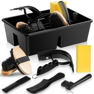 스카이볼리 8종 말 그루밍 키트 - 사람 발굽 및 박스, 픽, 스크래퍼, 빗, 선물 초보자를 브러시, 스웨트 바디 목욕 꼬리 & 위한 타는 갈기 스펀지 포함 페이스