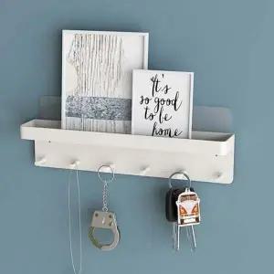 현관 열쇠걸이 화이트 심플 선반 다용도-WD44032_