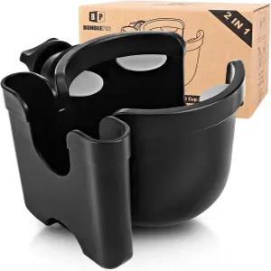 휴대폰 케이스가 있는 범용 유모차 컵 홀더 2-in-1 보관 랙 자전거 푸시체어 휠체어 워커 자전거용 360도