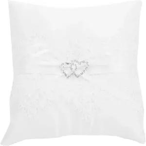 조이잔 웨딩 링 베개 레이스 펄 보리 베어러 쿠션 홀더 자수 꽃 장식 신랑 디스플레이 사랑스러운 파티