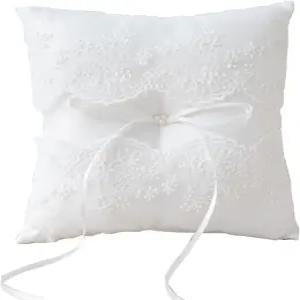 스타푸니 보리 웨딩 링 베개 베어러 쿠션 레이스 요정 디자인 8.2x8.2인치 해변 결혼식용