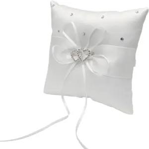 루오모르고 1팩 링 베어러 베개 - 해변/정원 결혼식을 위한 린스톤 장식 쿠션 리본 활이 달린 유품