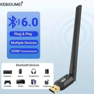 PC 무선 마우스 키보드 용 200M USB Bluetooth 6.0 어댑터 Windows 11/10/8.1 드라이버 음악 오디오 수신기