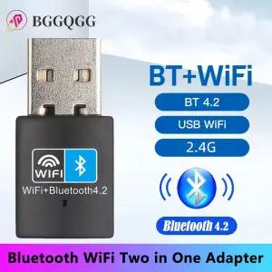 BGGQGG 150Mbps WiFi Bluetooth 4.2 호환 무선 어댑터 USB 노트북 PC 데스크탑 용 2.4G V4.2 동글 네트워크