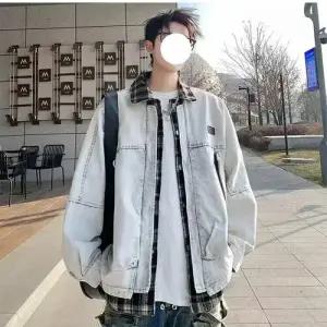 썬더볼츠 남친 남성 데님 가을 캐주얼 봄 페이크 자켓 체크 상의 코트 KKE3