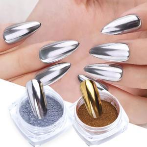 2pcs 매직 미러 파우더 골드 실버 크롬 네일 반짝이 금속 마찰 먼지 안료 Shinning 매니큐어 장식