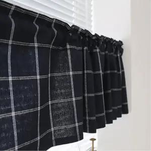 [마이모노샵][마이모노샵] 창문 창가 선반 책장 벽 베이지 네이비 체크 바란스커튼 (17394503)