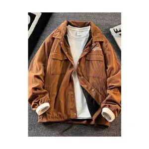 키체샵 남성 솔리드 셔츠 빈티지 코듀로이 봄 가을 재킷 캐주얼 HO3