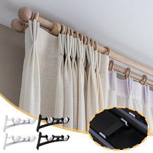 호환 알루미늄 합금 지지대 행어 벽 마운트 브래킷  더블 로드 커튼 행거 드레이퍼 로드용  2 팩