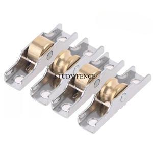 호환 4Pcs 스테인레스 셔터 도르래 롤러 슬라이딩 도어 러너 휠 트랙 가구 하드웨어 음소거