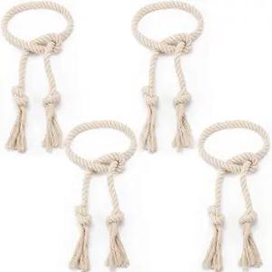 4개의 손으로 짠 커튼 타이백 드릴링 없음 - 보호 드레이프 홀드백 로프 블랙 블루 라이트 컬러 야외 마당