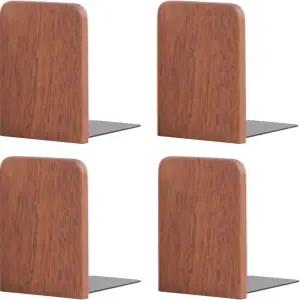 책장용 무소 우드 북엔드 미끄럼 방지 책과 영화용 헤비 듀티 나무 지원(사펠레 2켤레)