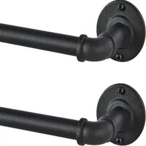 윈도우 28~48인치용 산업용 커튼봉 2팩 실내외용 블랙아웃 랩 직경 5/8인치 33~45인치 블랙