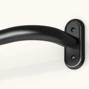 JRZOO는 커튼 로드 블랙 블랙아웃 헤비 듀티 폴 윈도우용 28~48인치 1인치 장식실 다크닝 곡선형 모던