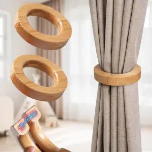 JAXYOOOM 2Pcs 마그네틱 우드 커튼 타이백 - 가정 보육 및 사무실 선물용 3.9인치 유럽 클래식 레트로