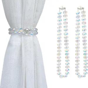 페도보 마그네틱 커튼 타이백 패싯 디스코 크리스탈 유리 구슬 드레이퍼 샤워 시어 홀드백 보호 농가 홈