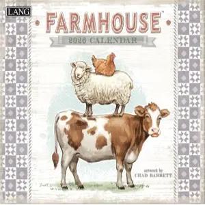 랭 농가 2026 월 캘린더 - 스테이플 바인딩 린넨 엠보싱 러스틱 농장 및 컨트리 아트워크가 포함된 12개월