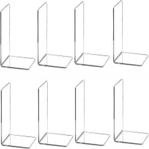 무거운 책을 위한 클리어 북엔드 책상을 8pcs 아크릴 책꽂이 정리함 플라스틱 스탠드 및 보이지 않는 책장