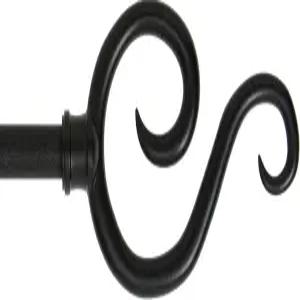 Kenny KN65275 대형 플라스틱 스크롤 엔드 표준 장식 창 커튼봉 길이 조절 가능 검은색 마감 직경 5/8인치