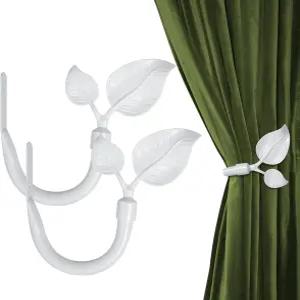 나뭇잎 모양 커튼 홀드백 2개 벽용 수제 금속 사이드 홀더 드레이프 창문 홈 장식용 앤티크 황동 타이백