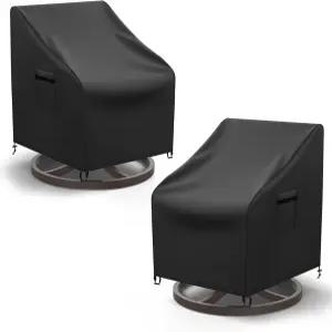 미스터리한드 파티오 의자 커버 2팩 야외 회전 라운지 헤비 듀티 흔들의자 가구 방수 30인치 W×34인치