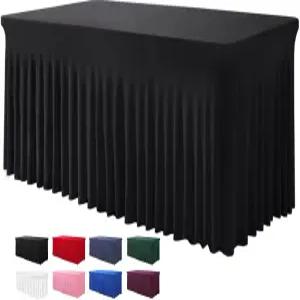4피트 테이블용 BDDC 테이블 스커트 - 원피스 블랙 테이블보와 연회 결혼식 이벤트 파티를 위한 주름 방지