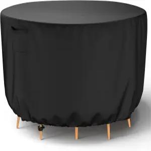 Mrrihand 원형 파티오 가구 커버 - 야외 의자 방수 헤비 듀티 600D 테이블 세트 세트용 변색 방지 62