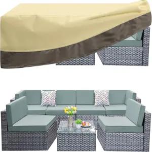 퓨어핏 파티오 가구 커버 야외 테이블 방수 캔버스 직사각형 650D 잔디 데크 뒷마당 변색 방지 및 찢어짐