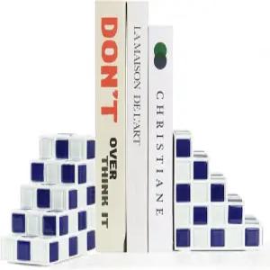 선반용 장식 북엔드 - 무거운 책을 위한 계단 독특한 책 스토퍼 및 홀더 모던 홈 데코 에스테틱 책장