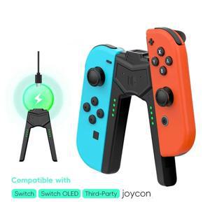 고정브라켓 조이콘 컨트롤러용 충전 그립 스위치 라이트 OLED 콘솔 액세서리와 호환되는 핸들 브래킷 도크
