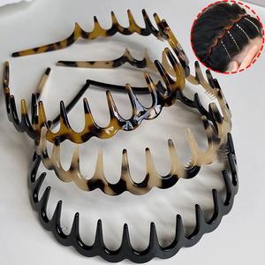 패션 웨이브 머리띠 솔리드 컬러 이빨 미끄럼 방지 헤어 밴드 페이스 워시 스포츠 액세서리