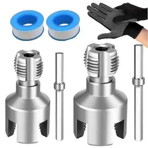 2PCS PVC 파이프 스레딩 도구 1/2 3/4인치 다이용 내부 및 외부 전기 드릴 호환 스레더 키트