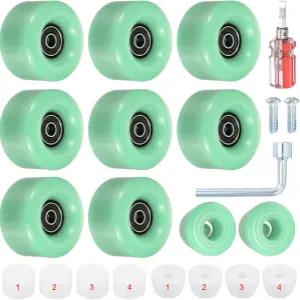 패티킬 8팩 롤러 스케이트 휠 ABEC-9 베어링이 장착된 58mm x 32mm 쿼드 82A PU 및 2개의 토 스토퍼 더블