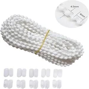 루안수 10미터(10.94야드) 롤러 블라인드 비드 체인 코드용 커넥터 10개 포함 베네치아 벌집 수직 그늘막