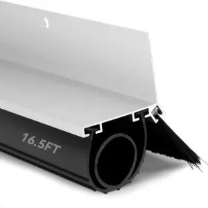 16.5피트 차고 도어 씰 키트 3.35피트 x 5개의 알루미늄 트랙과 5CM 브러시가 장착된 헤비 듀티 U O 쉐이프