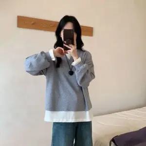 가을 페이크 투피스 여친 맨투맨 흰 테두리 OP3