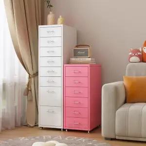 이동식 바퀴 철제 서랍장 슬라이딩 다층 정리함 화이트 책상 틈새