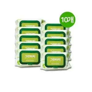 (10개) 그린터치 물티슈 (100매 캡형) 아기물티슈/베이비물티슈/100매물티슈/캡형물티슈/1회용물티슈/가정