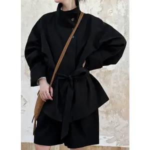 EAMT 여사친 가을 루시 하이넥 트렌치 스트링 솔리드 슬림핏 코트 숏 EUNG3