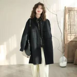 EAMT 여친 가을 캐주얼 코트 앤티크 트렌치 긴팔 루즈핏 박시핏 EUNG3