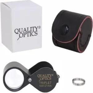 헤이스팅스 10배 루프 최고 광학 등급 유리 요소 렌즈 가죽 파우치 포함